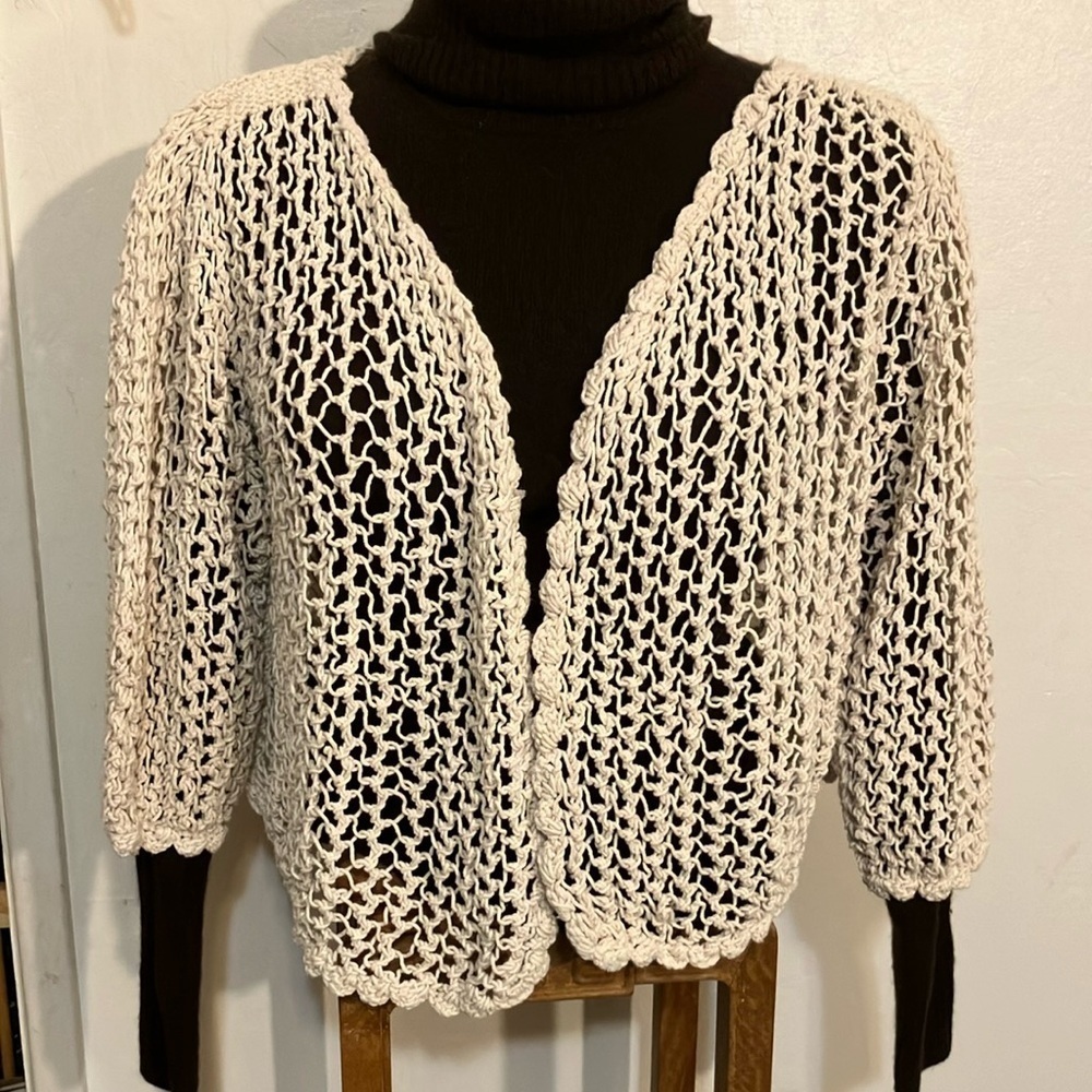Vintage 100% cotton hand made sweater Open-Knit Women's Sweater from Pret OS